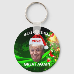 Funny Santa Trump 2024 Make Christmas Great Again  Keychain