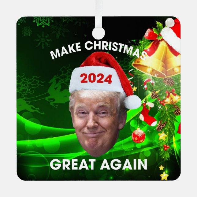 Funny Santa Trump 2024 Make Christmas Great Again  Metal Ornament (Front)
