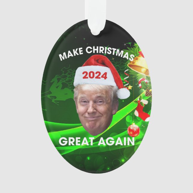 Funny Santa Trump 2024 Make Christmas Great Again  Ornament (Front)