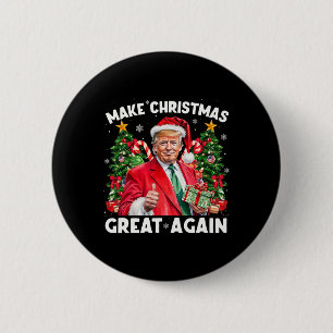 Funny Santa Trump 2025 Make Christmas Great Again 2 Inch Round Button