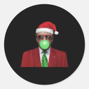 Funny Santa Trump Bubble Gum Make Christmas Great  Classic Round Sticker
