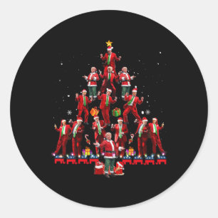 Funny Santa Trump Dance Tree Christmas Pajama Xmas Classic Round Sticker