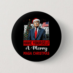 Funny Santa Trump Have Yourself A Merry Christmas  2 Inch Round Button