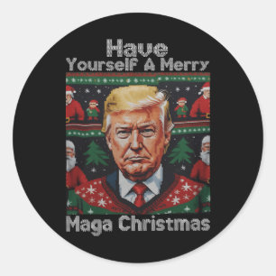 Funny Santa Trump Have Yourself A Merry Christmas Classic Round Sticker