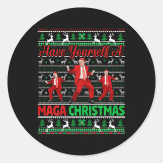 Funny Santa Trump Have Yourself A Merry Christmas  Classic Round Sticker