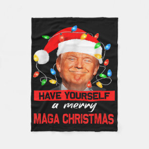 Funny Santa Trump Have Yourself A Merry Christmas  Fleece Blanket