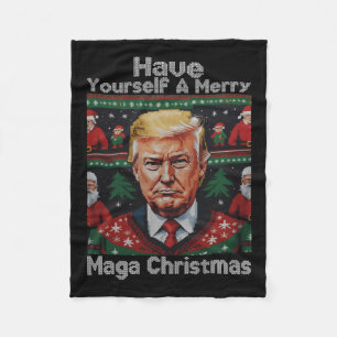 Funny Santa Trump Have Yourself A Merry Christmas  Fleece Blanket