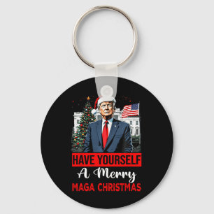 Funny Santa Trump Have Yourself A Merry Christmas Keychain