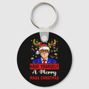 Funny Santa Trump Have Yourself A Merry Christmas Keychain