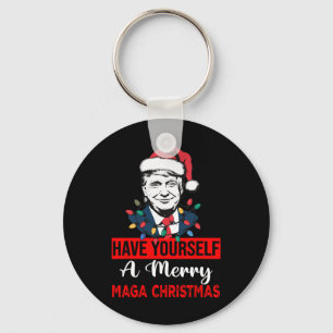 Funny Santa Trump Have Yourself A Merry Christmas Keychain