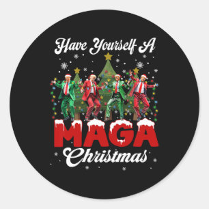 Funny Santa Trump Have Yourself A Merry M.a.g.a Ch Classic Round Sticker