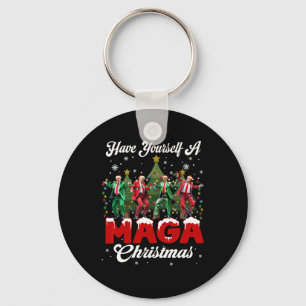 Funny Santa Trump Have Yourself A Merry M.a.g.a Ch Keychain