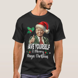 Funny Santa Trump Have Yourself A Merry Maga Chris T-Shirt