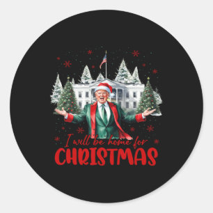 Funny Santa Trump I'll Be Home For Christmas Tree  Classic Round Sticker