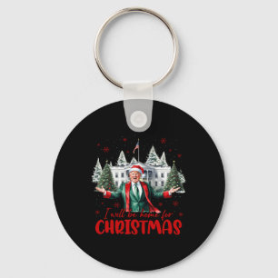 Funny Santa Trump I'll Be Home For Christmas Tree  Keychain