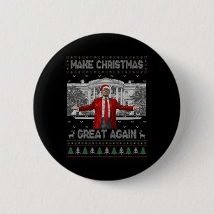 Funny Santa Trump Make Christmas Great Again Ugly  2 Inch Round Button