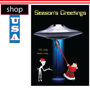 Funny Santa UFO Christmas Holiday Card