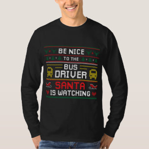 Funny Santa Watching Ugly Christmas Design School T-Shirt