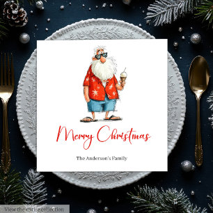 Funny Santa Watercolor Joyful Holiday Napkins