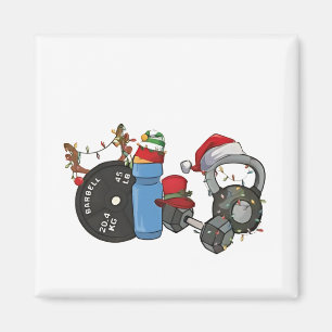 Funny Santa Weightlifting Dumbbells Gym Christmas Magnet