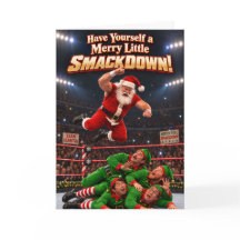 Funny Santa Wrestling Christmas Smackdown Card