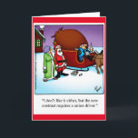 Funny "Santa's Driver" Christmas Humour Card<br><div class="desc">Merry Christmas! Enjoy spreading the laughter with this hilarious "Santa's Driver" humour holiday greeting card by artist Bill Abbott; send some laughs along with your best wishes this holiday season. Bill Abbott's cartoon "Spectickles" the internationally syndicated comic has also appeared in Hallmark U.K.,  Reader's Digest and other fine magazines!</div>