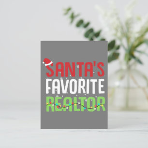 Funny Santa's Favorite Realtor Estate Agent Xmas Postcard