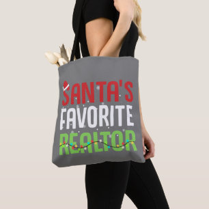 Funny Santa's Favorite Realtor Estate Agent Xmas Tote Bag