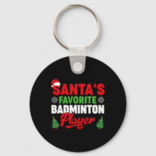 Funny Santa's Favourite Badminton Player Christmas Keychain