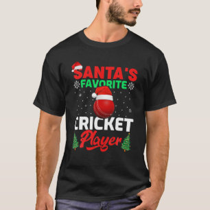 Funny Santa's Favourite Cricket Player Christmas T-Shirt