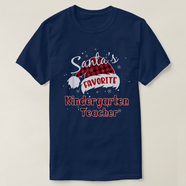 Funny Santa's Favourite Kindergarten Teacher Chris T-Shirt (Design Front)