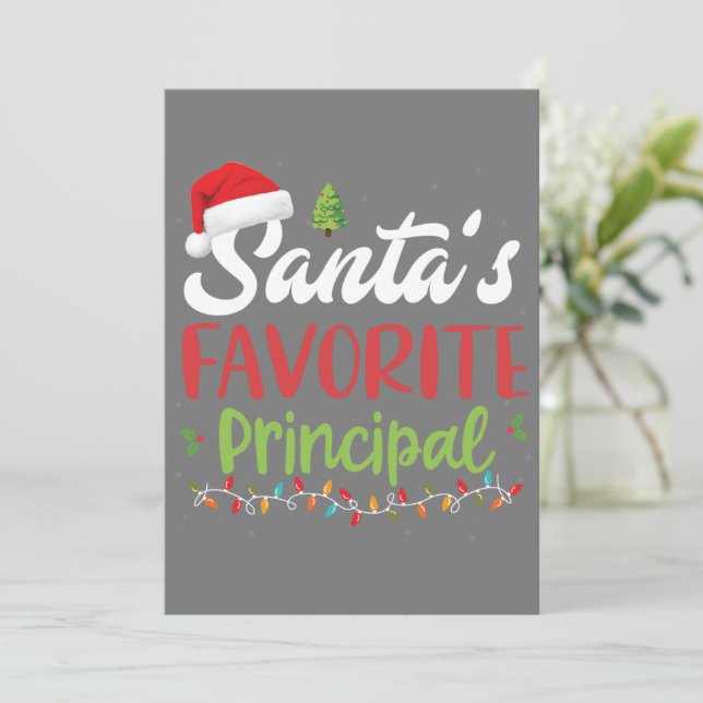 Funny Santa's Favourite Principal Christmas Invitation (Standing Front)