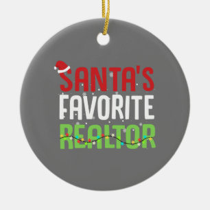 Funny Santa's Favourite Realtor Estate Agent Xmas Ceramic Ornament