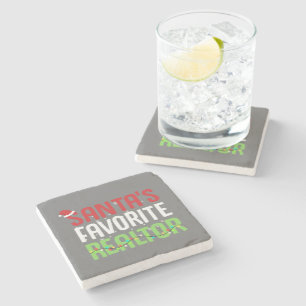 Funny Santa's Favourite Realtor Estate Agent Xmas Stone Coaster