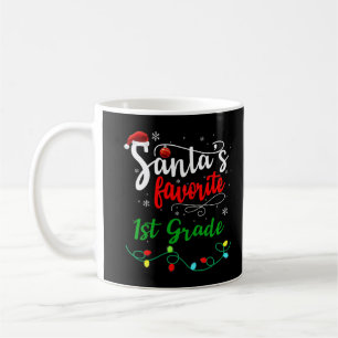 Funny Santa's Favourite Teacher 1st Grade xmas gif Coffee Mug