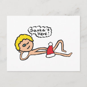 Funny Santa's Here Xmas Humour Postcard