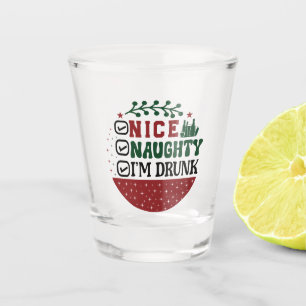 Funny Santa's list drunk drinking party Shot Glass