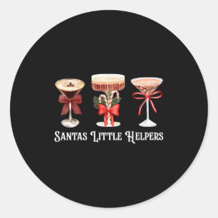 Funny Santa's Little Helper Martini Tail Merry Chr Classic Round Sticker