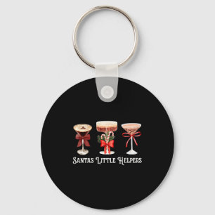 Funny Santa's Little Helper Martini Tail Merry Chr Keychain