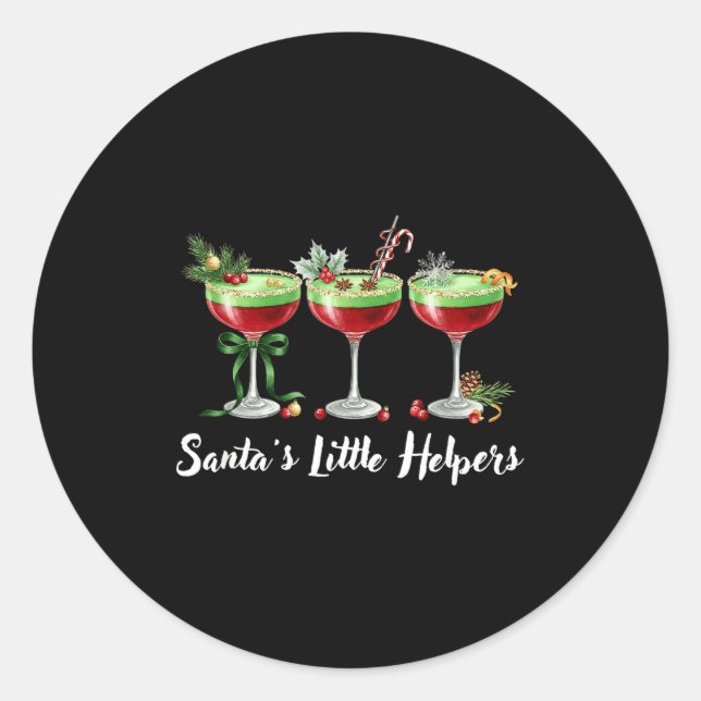 Funny Santa's Little Helpers Tail Humor Holiday Xm Classic Round Sticker (Front)