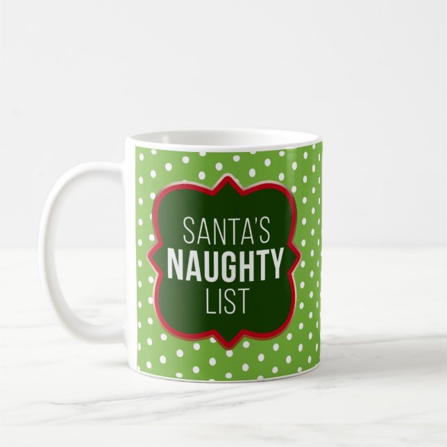 Funny Santa's Naughty List with Photo Coffee Mug (Left)