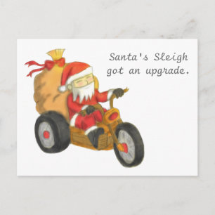Funny Santa's Sleigh Got an Upgrade for Christmas Holiday Postcard