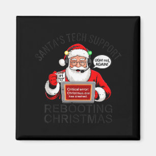 Funny Santa's Tech Suprt Rebooting Christmas Holid Magnet