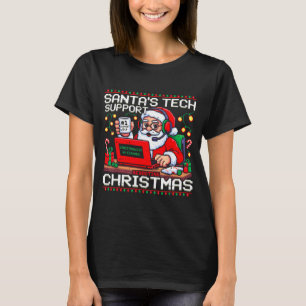 Funny Santa's Tech Suprt Rebooting Christmas Ugly  T-Shirt
