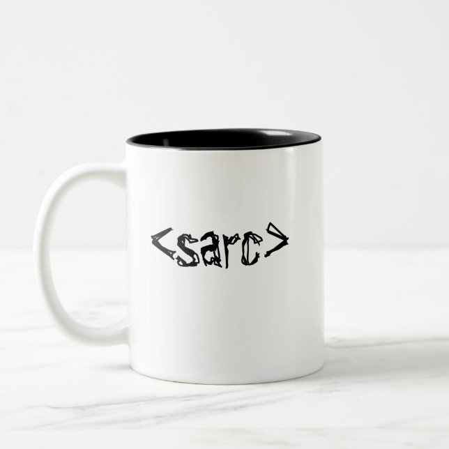 Funny Sarcasm Code Tag Two-Tone Coffee Mug (Left)