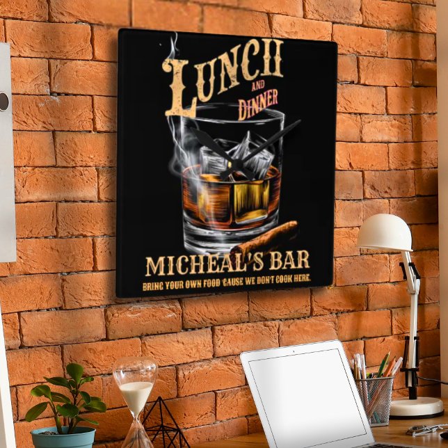 Funny Sarcasm Drinking Humour Vintage Square Wall Clock (Creator Uploaded)