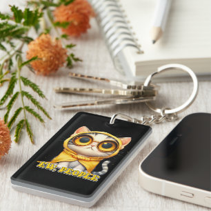 Funny sarcasm word art cat keychain