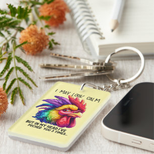 Funny sarcasm word art chicken keychain
