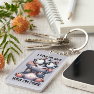 Funny sarcasm word art hippo keychain