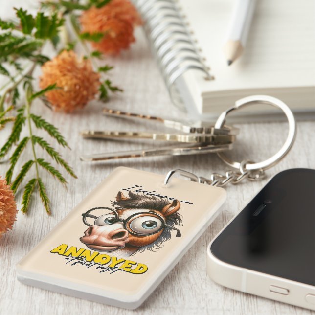 Funny sarcasm word art horse keychain (Front Right)